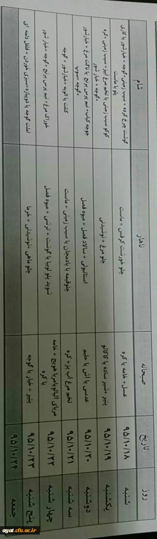 برنامه غذایی