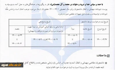 شیوه نامه میهمانی مهر ماه 1400