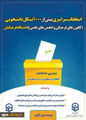 دومین دوره انتخابات الکترونیکی ویژه کانون های فرهنگی و انجمن علمی دانشگاه فرهنگیان مرکز آموزش عالی شهید آیت نجف آباد 